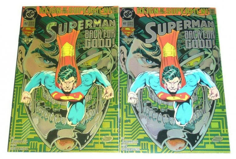 Superman #82 + rare gold transparent error variant - reign of the supermen - DC