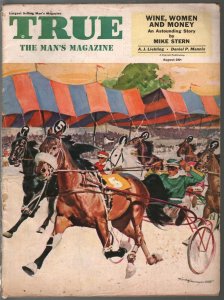 True 8/1953-Fawcett-horse race cover-wrestling expose-pulp thrills-WWII-VG