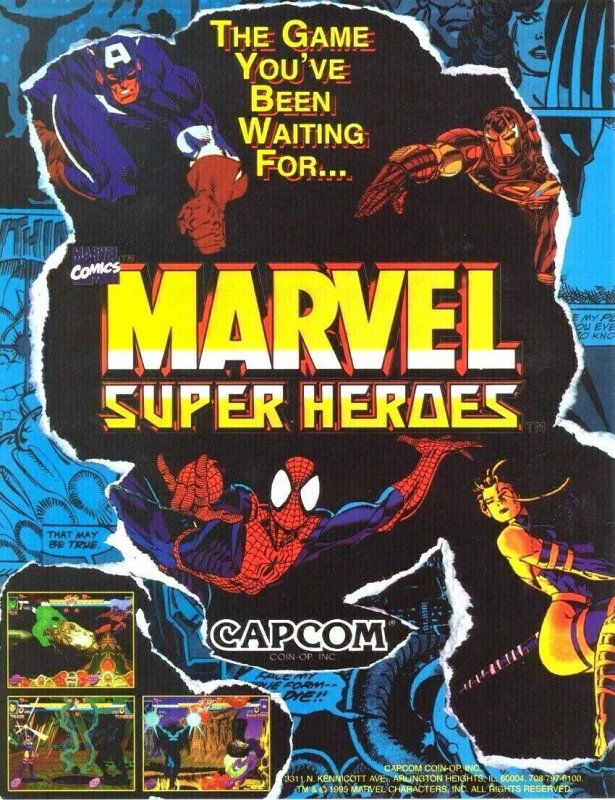 Marvel Super Heroes Arcade FLYER Spiderman Avenger Original NOS Comic Art Capcom 