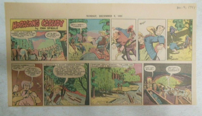 Hopalong Cassidy Sunday Page by Dan Spiegle from 12/9/1951 Size 7.5 x 15 inches