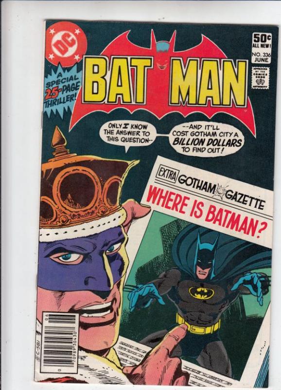 Batman #336 (Jun-81) NM- High-Grade Batman, Robin the Boy Wonder