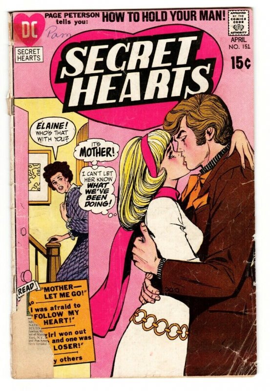 SECRET HEARTS #151 1971-DC ROMANCE-VG-MOTHER LET ME GO!