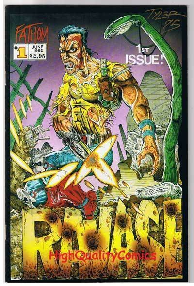 RAVAGE #1, NM-, Signed Tim Tyler, Fathom Press, 1992, more Indies in store