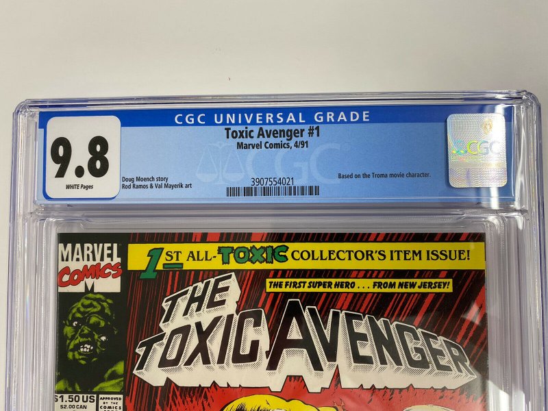 Toxic Avenger #1 CGC 9.8 NM/MT White Pages Marvel Comics 1991 Movie Coming!