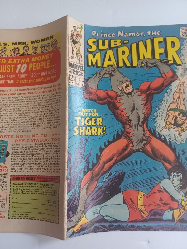 Sub-Mariner #5 - Namor - 1st appearance Tiger Shark - KEY - 1968 - VG