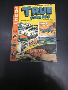 True Comics #63 Evinrude Outboard motor creator! First lady leatherneck GD- Wow