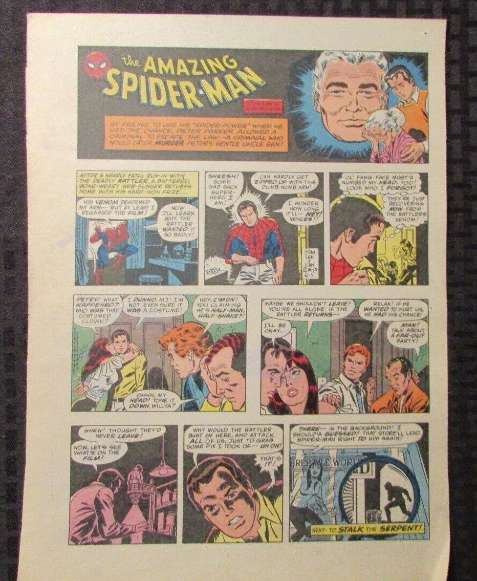 SPIDER MAN Sunday Comic Strip John Romita VG Mary Jane Harry Comic Books