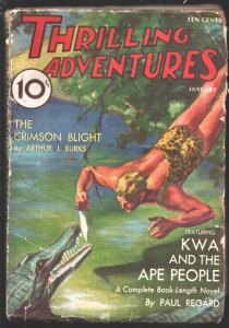 Thrilling Adventures 1/1937-Kwa and the Ape People by Paul Regard-Rare hero...