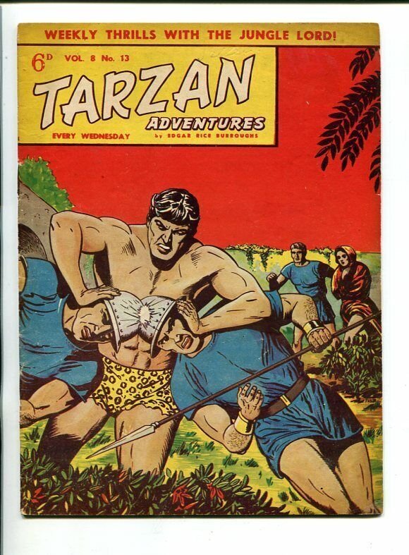 TARZAN ADVENTURES--VOL 8 #13-1958-TARZAN FIGHT COVER-CITY OF GOLD-CARDY-fn