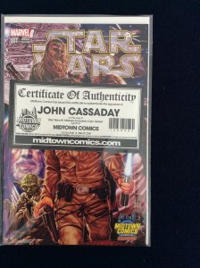 STAR WARS 001 MIDTOWN COMICS SET OF COLOR AND B&W VARIANT SIGNED WITH COA NM.