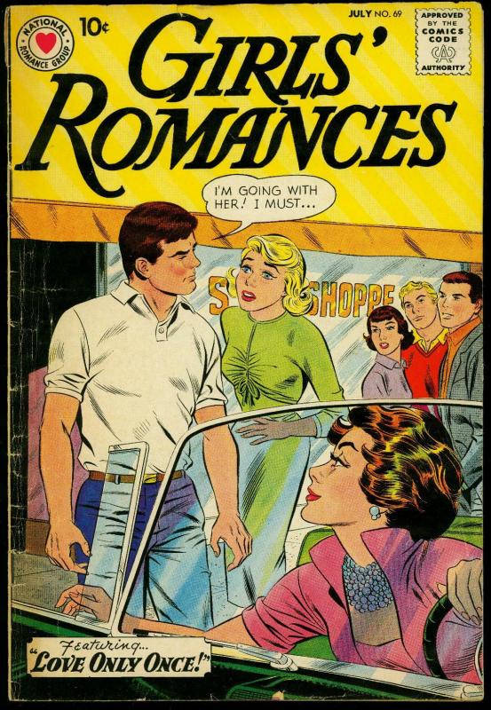 Girls' Romances #69 1960- DC Romance- Soda shop & convertible cover VG