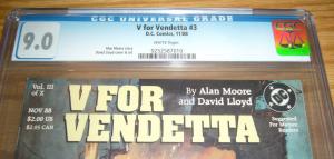 V For Vendetta #3 CGC 9.0 alan moore - david lloyd - dc comics 1988