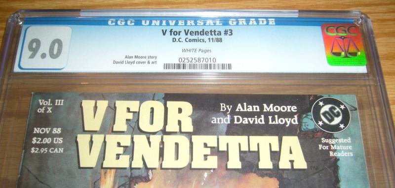 V For Vendetta #3 CGC 9.0 alan moore - david lloyd - dc comics 1988