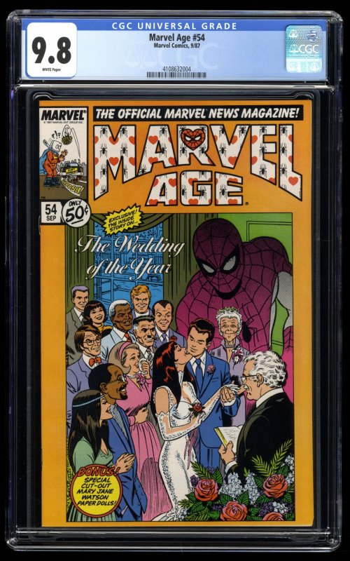 Marvel Age #54 CGC NM/M 9.8 White Pages Spider-Man Mary Jane Wedding!