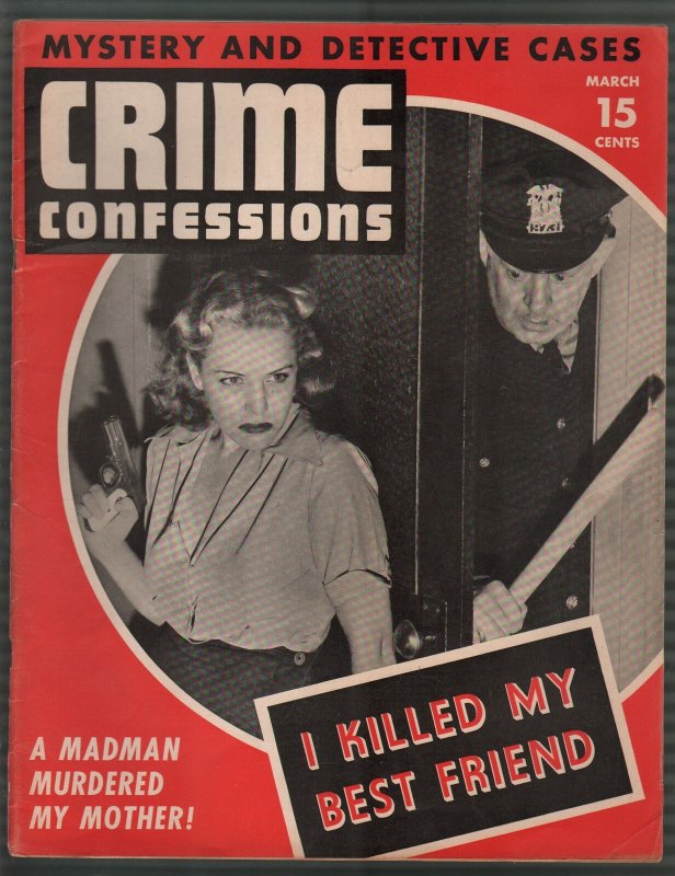 Crime Confessions 3/1943-Lone Wolf's Last Shot -WWII era-lurid-violent pulp-VF