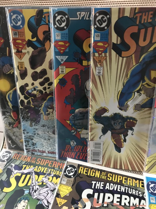 ADVENTURES OF SUPERMAN #500 - 509 lot / run : DC 1993 12 in NM-; 500 & 501 (x2)