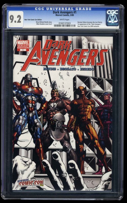 Dark Avengers #1 CGC NM- 9.2 White Pages NYCC New York Comic Con Edition!