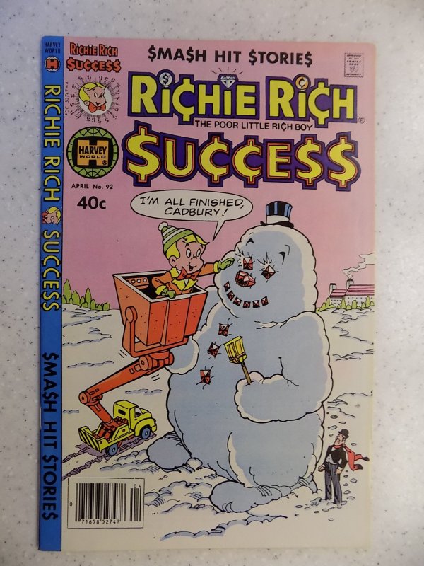 RICHIE RICH SUCCESS # 92 HARVEY CARTOON ADVENTURE FUNNY