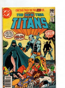New Teen Titans #2 newsstand - 1st appearance Deathstroke - Perez - 1980 - VF