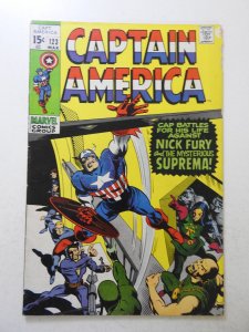Captain America #123 (1970) VG+ Condition bug chew top right fc