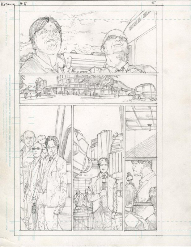 Katana #5 pg 5 DC New 52-Justice League Original Penciled art by ALEX SANCHEZ