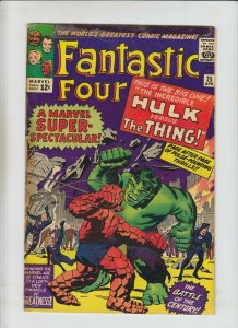 Fantastic Four #25 Marvel 1964 1st Hulk vs Thing solo battle 2nd Captain America