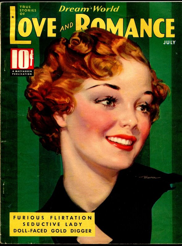 Dream World Love and Romance 7/1936-pin-up girl cover-Gloria Warren-spicy-VG