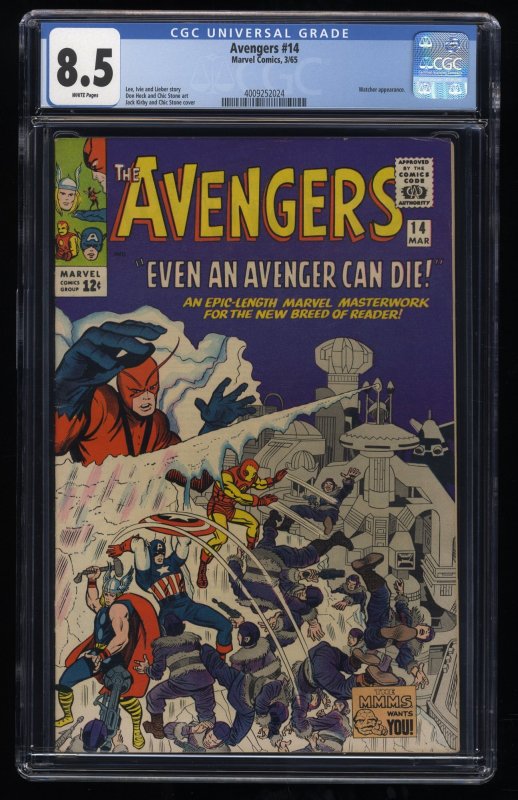 Avengers #14 CGC VF+ 8.5 White Pages 1st Appearance Of Ogor & The Kallusians!