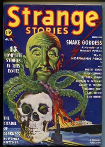 Strange Stories 8/1939-wild Asian menace octopus/skull cover- VF-