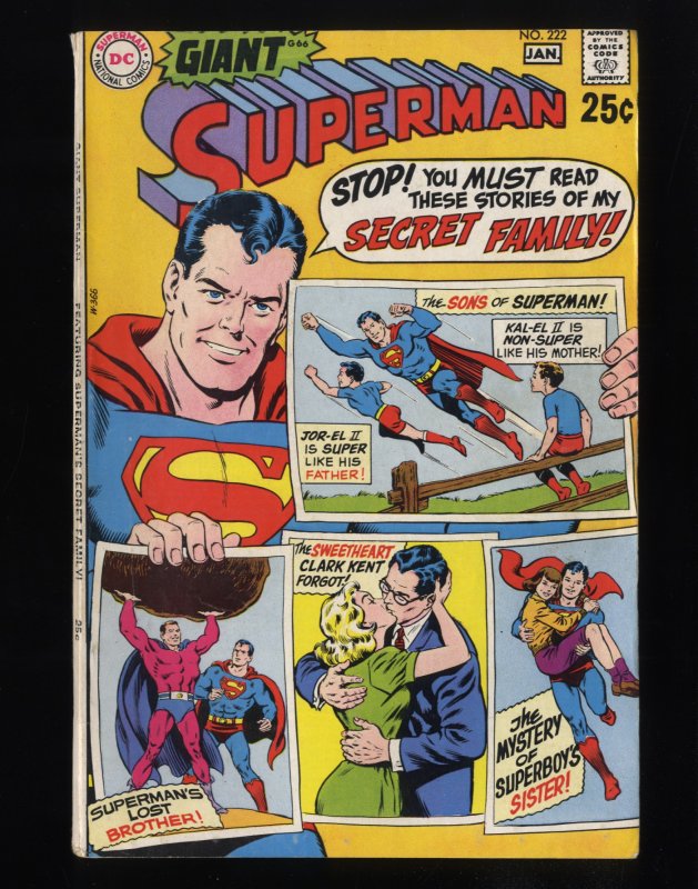 Superman #222 FN 6.0 Q-Bomb Experiment! DC Comics!