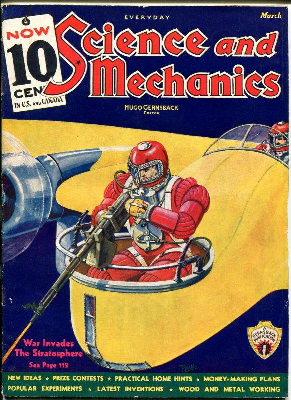 SCIENCE AND MECHANICS 03/1936-SPACE INVADER-DUNNIGER MAGIC-COMIC STYLE ART-fn