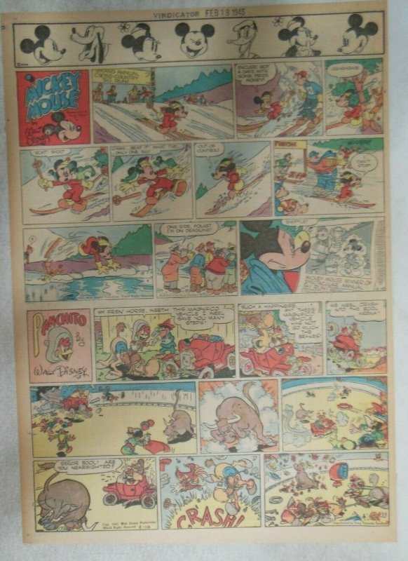 Mickey Mouse Sunday Page by Walt Disney from 2/18/1945 Tabloid Page Size