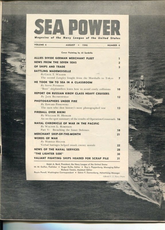 Sea Power 8/1946-military info & pix-naval defense-VG