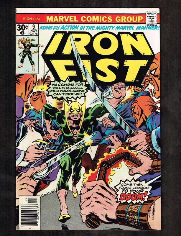 Iron Fist #9 ~ The Dragon Dies at Dawn! / Cockrum, Crespi CVR~ 1976 (9.0) WH