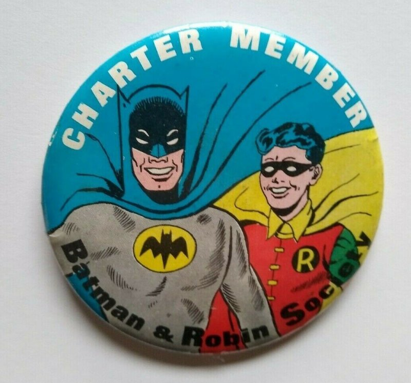 Batman & Robin Pinback Button Badge 66 Vintage Charter Member Society 1966 Bat