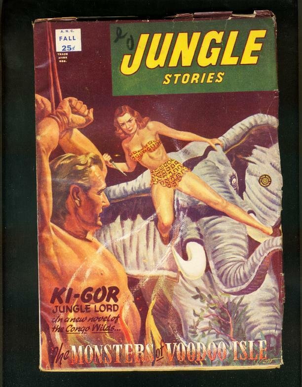 JUNGLE STORIES FALL 1952-SPICY ELEPHANT COVER-KI GOR-voodoo isle-FINE FN