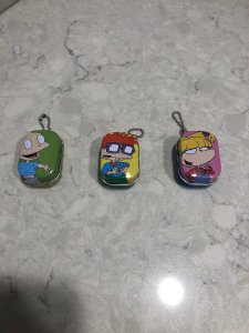 Nickelodeon Rugrats Keychain Tin 2” With Sticker Inside Set Of 3 - S67