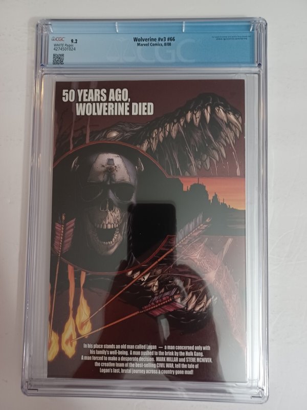 Wolverine Vol.3 #66 - Old Man Logan - Key - 2008 - CGC 9.2