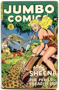 JUMBO COMICS #136 1950-SHEENA-SPICY-BEAR TRAP COVER VG-