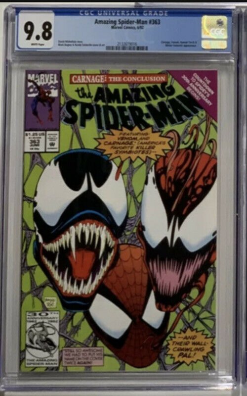 Amazing Spider-man 363 Cgc 9.8 White Pages Carnage Venom Marvel