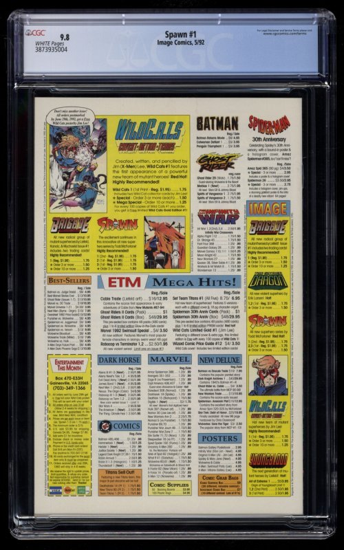 Spawn #1 CGC NM/M 9.8 White Pages McFarlane!