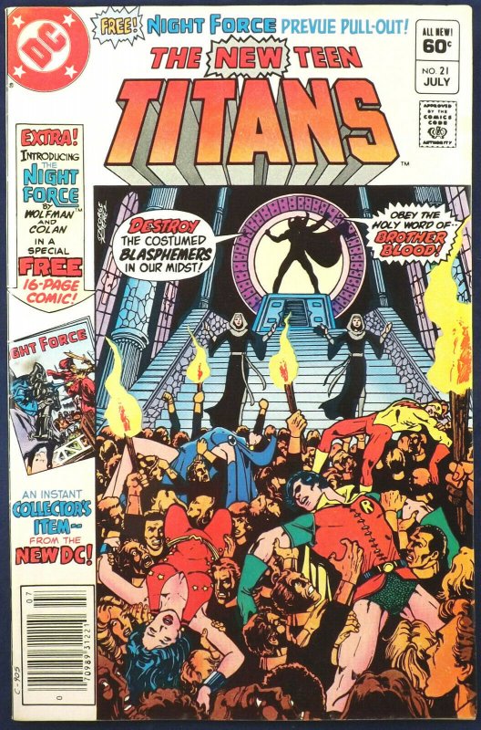 NEW TEEN TITANS #21 1st App Brother Blood Mother Mayhem Monitor Baron Winters 