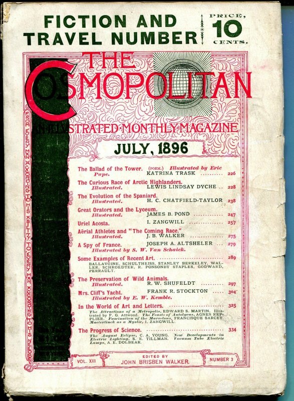 Cosmopolitan 7/1896-early pulp format magazine-fiction issue-VG