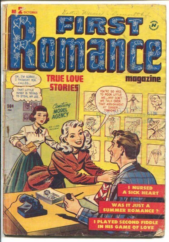 First Romance #2 1949-Harvey-model agency cover-Bob Powell art-G