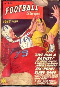 FOOTBALL STORIES PULP-1947-VINTAGE HELMET CVR-FICTION H VG