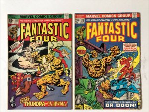 Fantastic Four #143 + 151 Marvel Comics 1973 1974 Dr Doom Thundra Heavy Wear