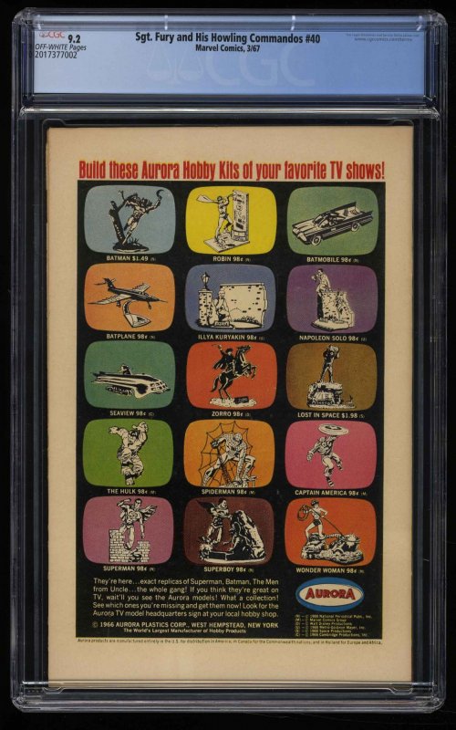 Sgt. Fury and His Howling Commandos #40 CGC NM- 9.2 Off White