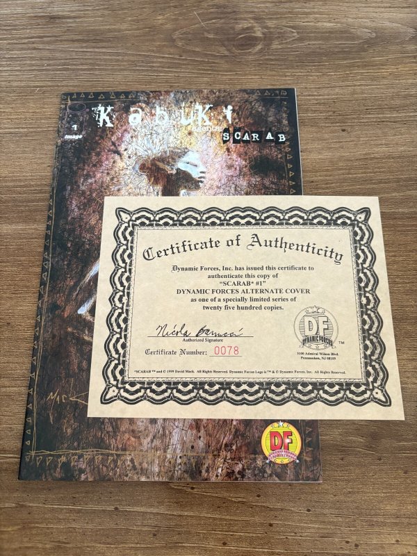 Kabuki Scarab # 1 NM Dynamic Forces Image Comic Book W/COA David Mack 8 J457