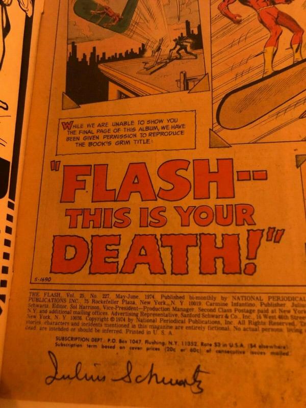 Flash # 227 FN- DC Comic Book SIGNED By Julius Schwartz Batman Superman J371