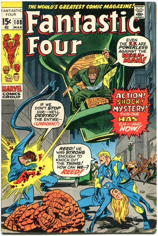 FANTASTIC FOUR #108, VF, Mega-Man, Jack Kirby, 1961, more FF in store, QXT